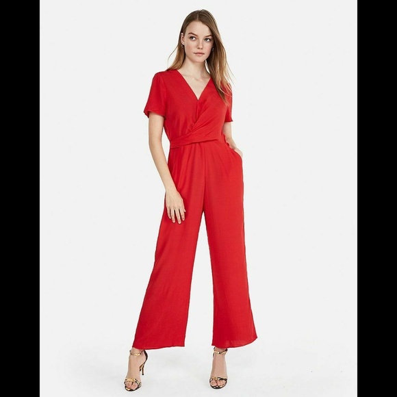Express Pants - Express Twist Front V-Neck Jumpsuit XL